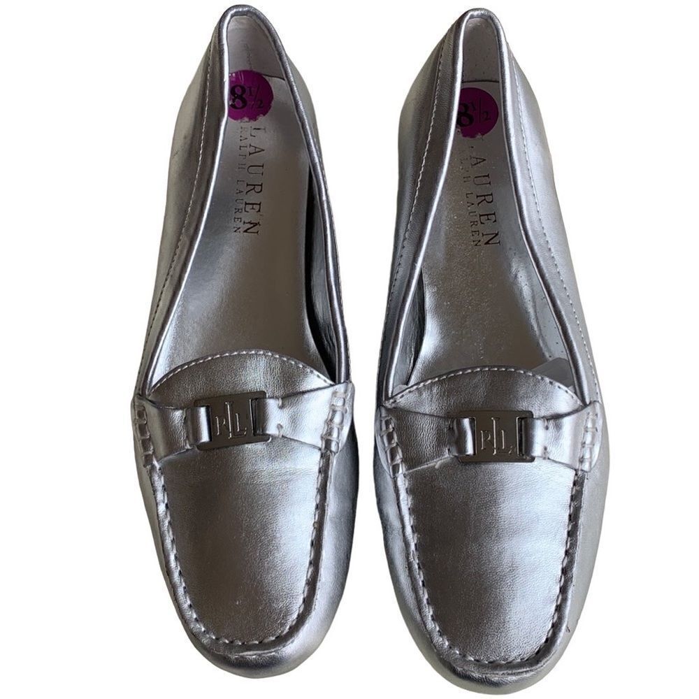 Loafers Lauren Ralph Lauren Careigh Silver Metallic Driving shoes‎